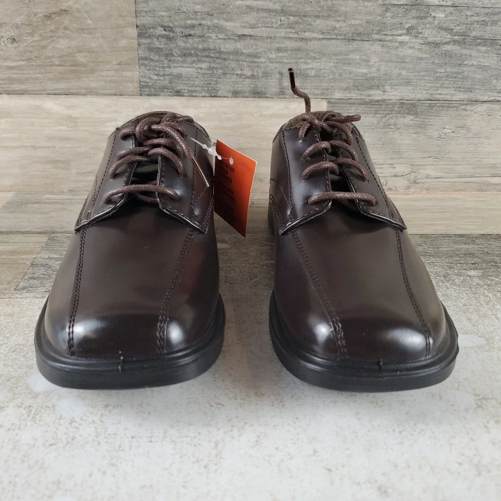 Deer Stags Gabe Boys Shoe 3 M Dark Brown Simulated Leather Square Toe Lace Up